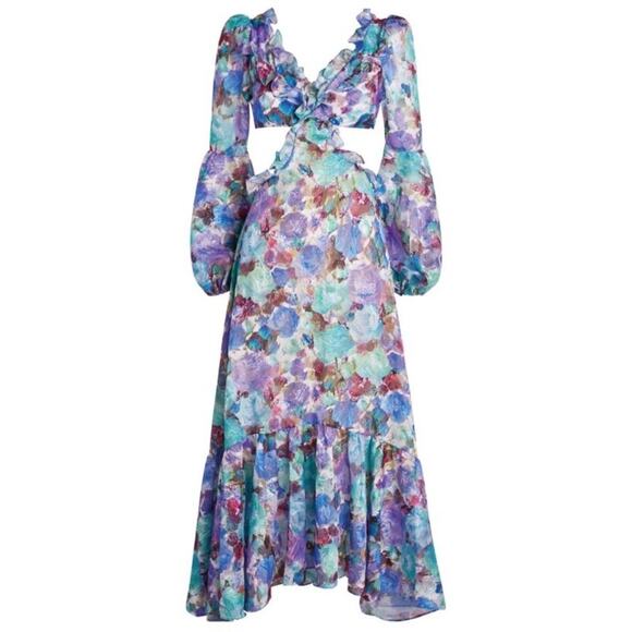 Patbo Blossom Floral Cut Out Chiffon Maxi Dress - Picture 6 of 14